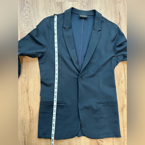 Emporio Armani Navy Tailored Blazer Large | Stretch Minimalist Career Jacket - Picture 9 of 9